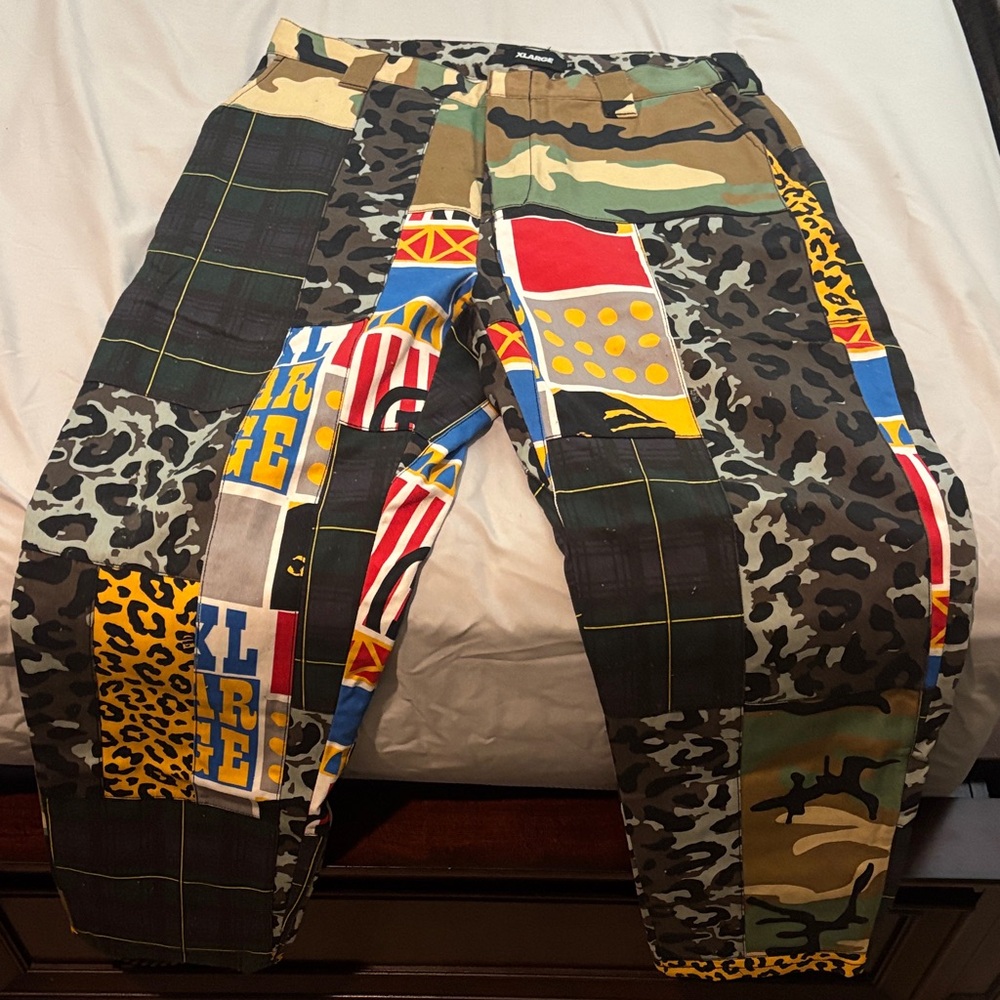 Men's Patchwork Cargo Pants - Multicolor